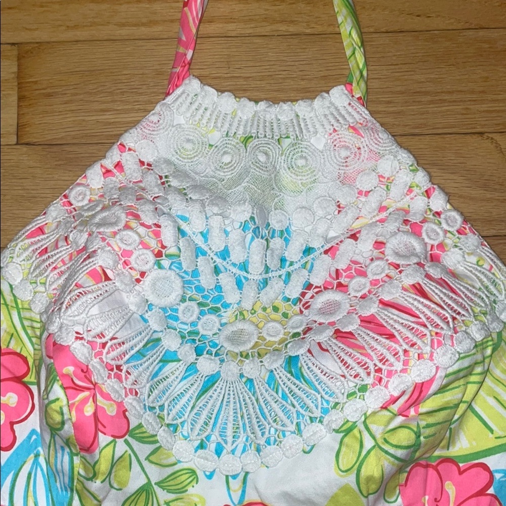 Lilly Pulitzer Pink and Blue Halter Sundress Resort Wear - Picture 4 of 7